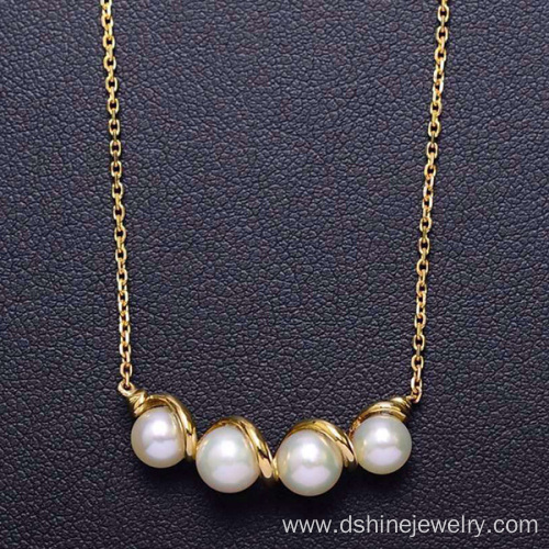 18k Gold Chain Natural Freshwater Real Pearl Necklace